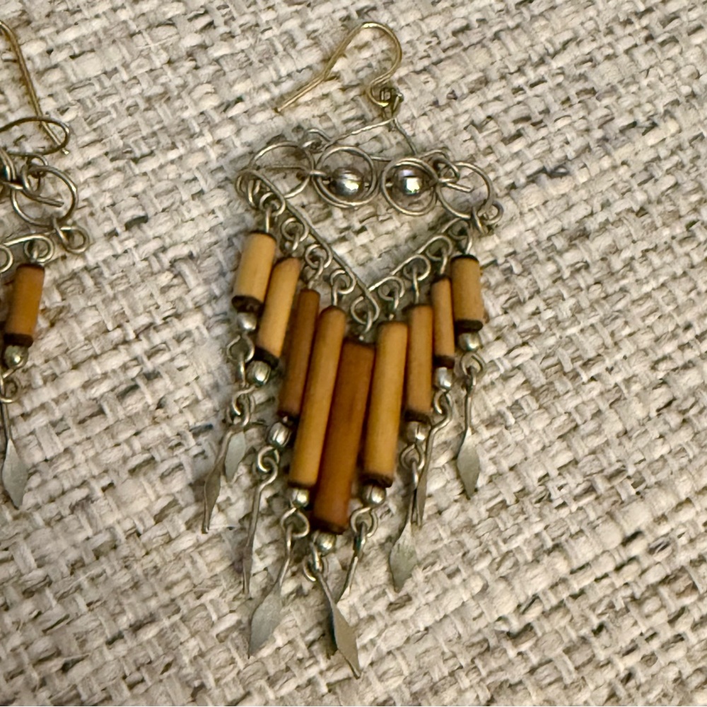 5 for $25!! Vintage Bamboo Bohemian Earrings - Picture 3 of 9